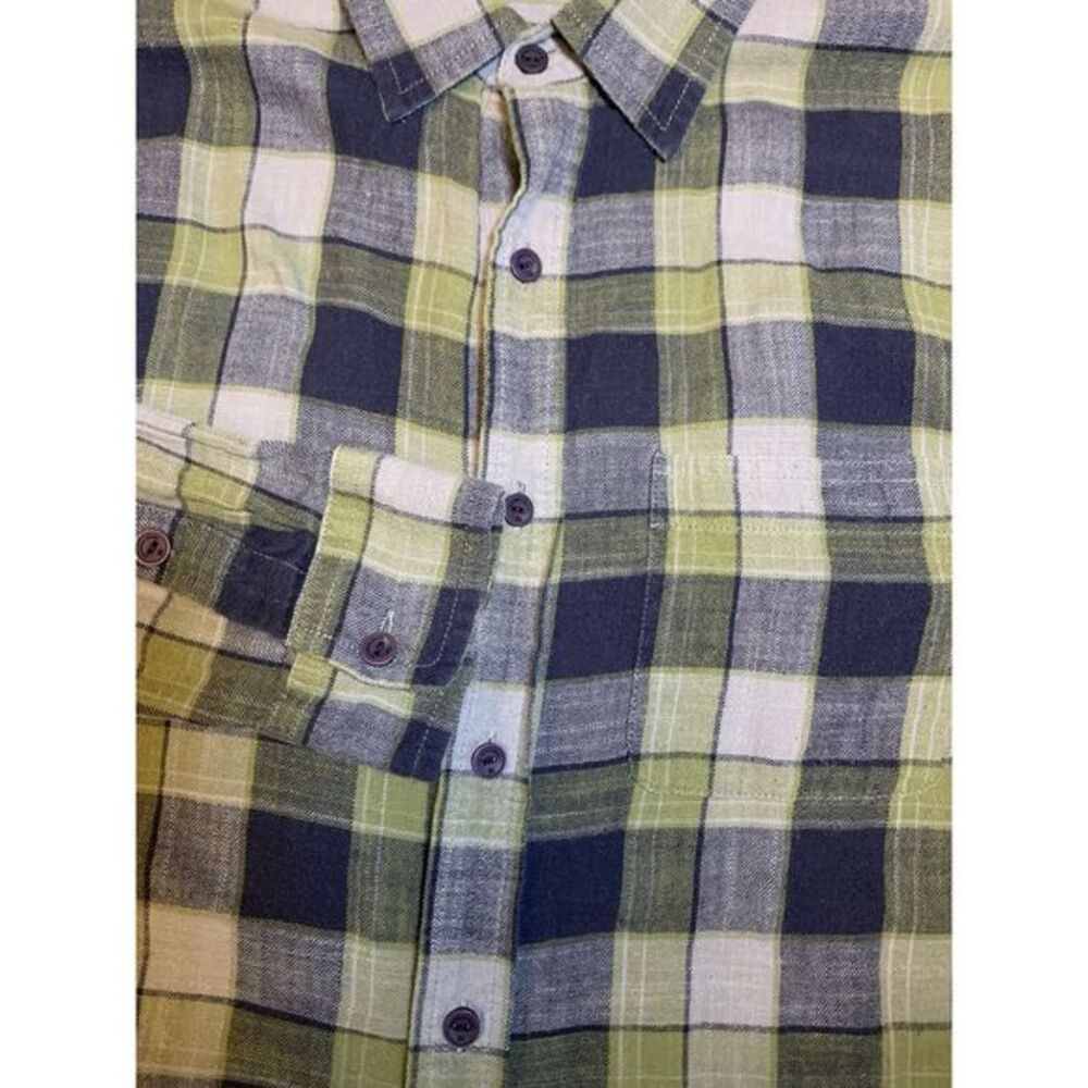 Mens M The Normal Brand Multicolor‎ Yellow Grey Plaid Button Down Long Sleeve